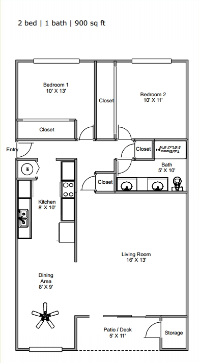 2HAB/1BA - Hood Village Apartments