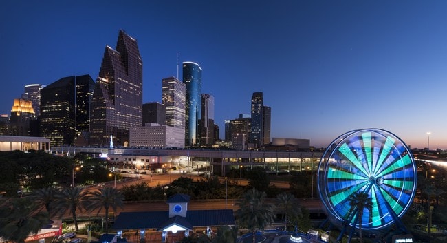 An evening view of Houston