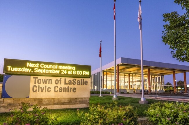 The Lasalle Civic Centre at dusk