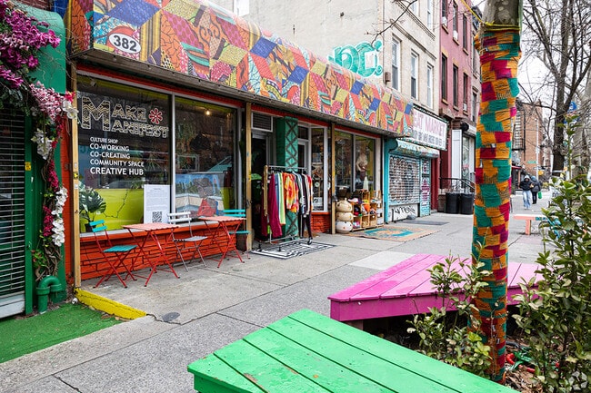 Independent businesses fill Bed Stuy's streets.