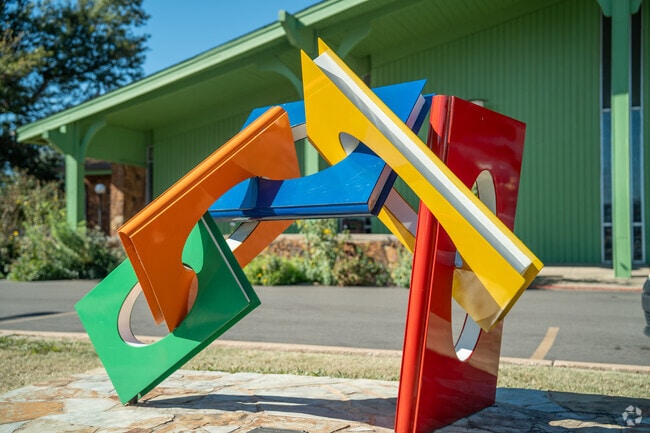 Admire the artwork at the Warr Acres Library.