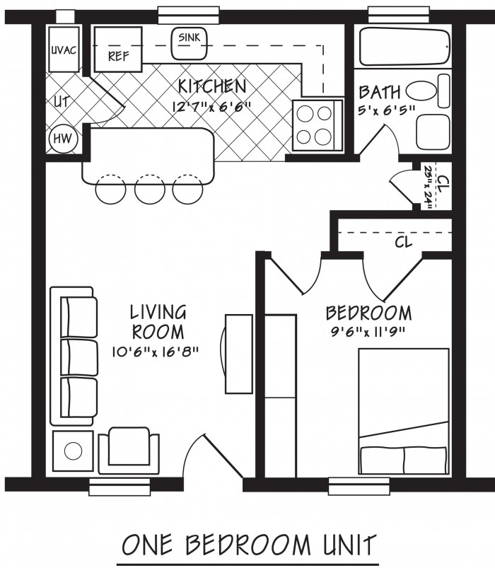 1HAB/1BA - Allen Apartments