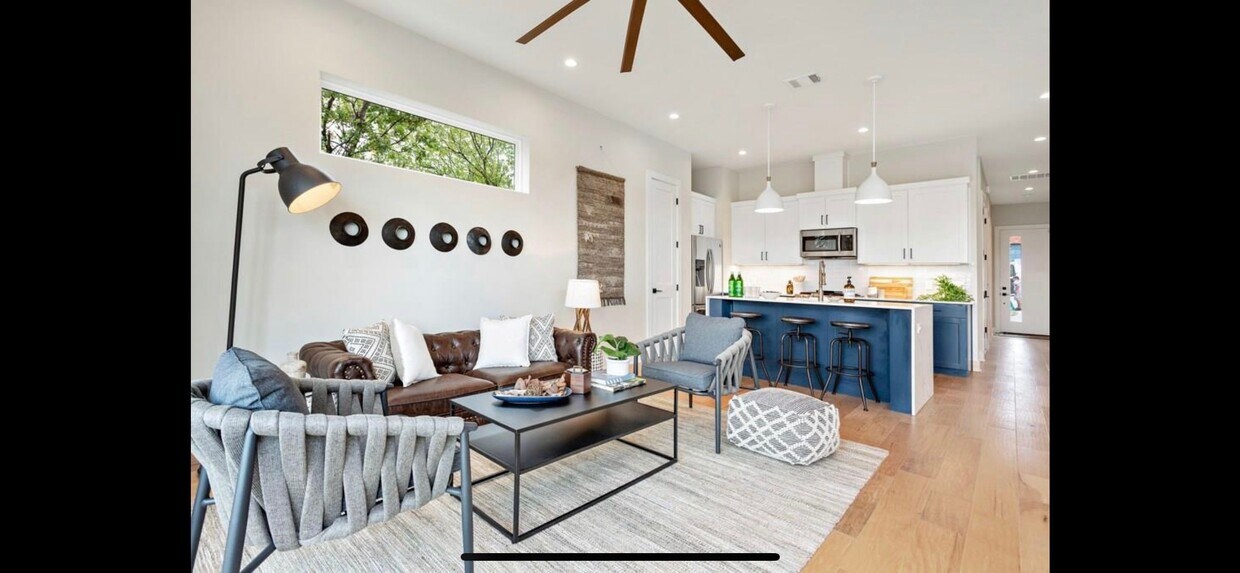 Open floor plan living + kitchen and hallway - 6201 Hyside Dr