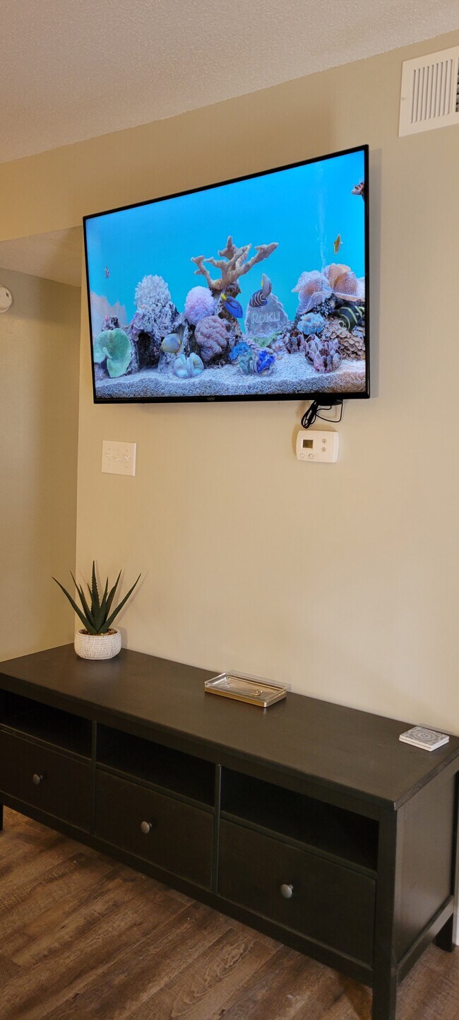 Televisor de pantalla plana con Roku. Necesitarás tus propias credenciales de Netflix y Hulu. - 1522 Parkway