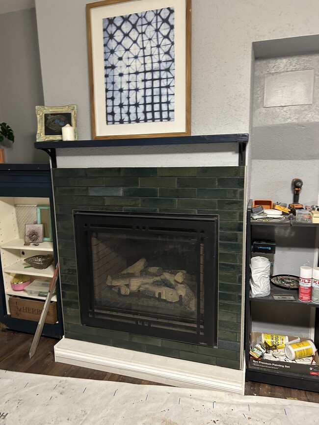 Gas fireplace in living room (heat source for apartment) - 243 N 3rd St