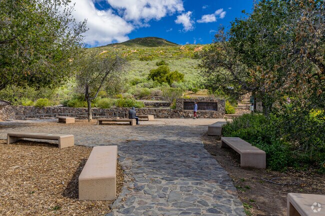 Cowles Mountain with lots of seating to rest during the trail.