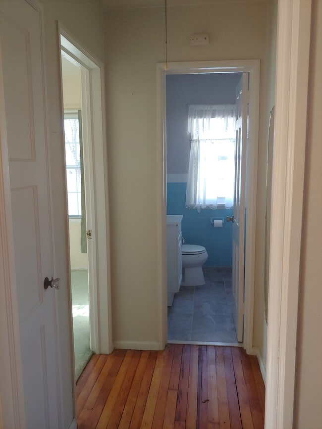 Hallway connecting downstairs bedrooms and bathroom. - 7415 1st Ave S