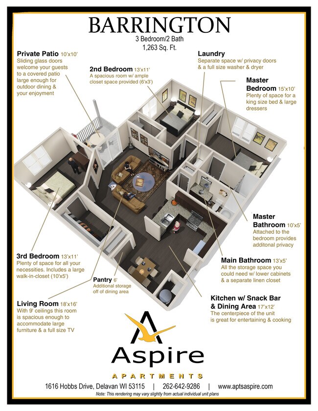 Plano de planta - Aspire Apartments