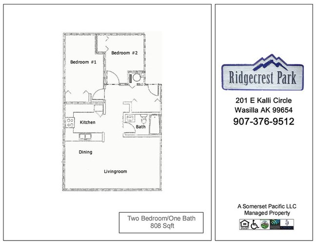 RDCRST-Two habitaciones, FP - Ridgecrest Park Apartments
