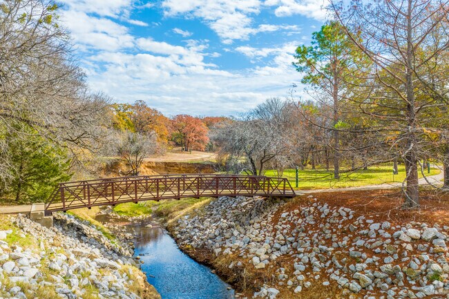 Rickel Park has a creek that runs alongside a scenic trail.