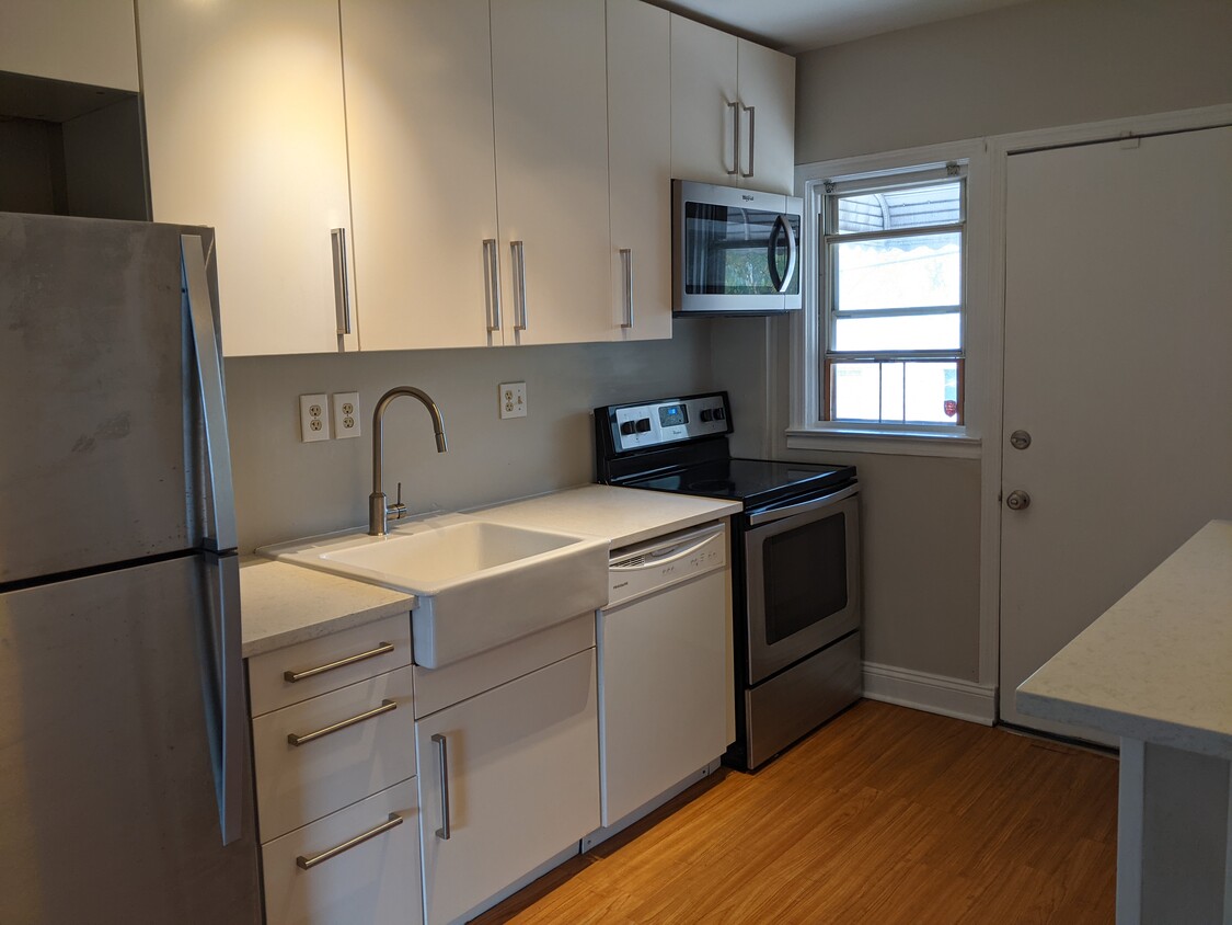 Kitchen with new quartz counters - 625 Tolna Street