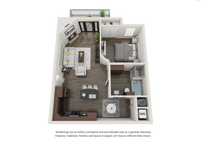 1 Bedroom Floorplan - Apartments at Harbor Town