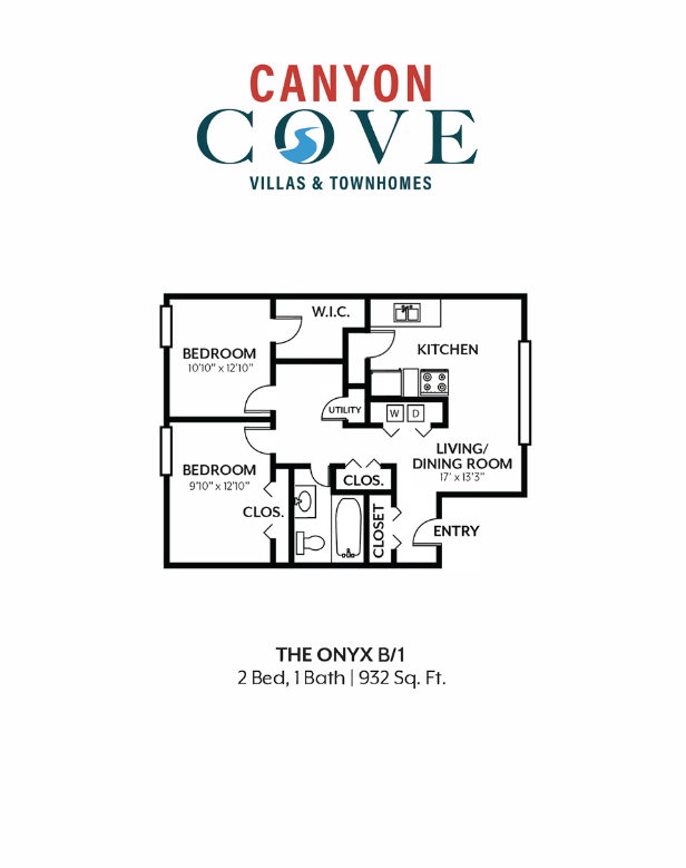 Canyon Cove Villas and Townhomes – Onyx 2 Bedroom 1 Bath