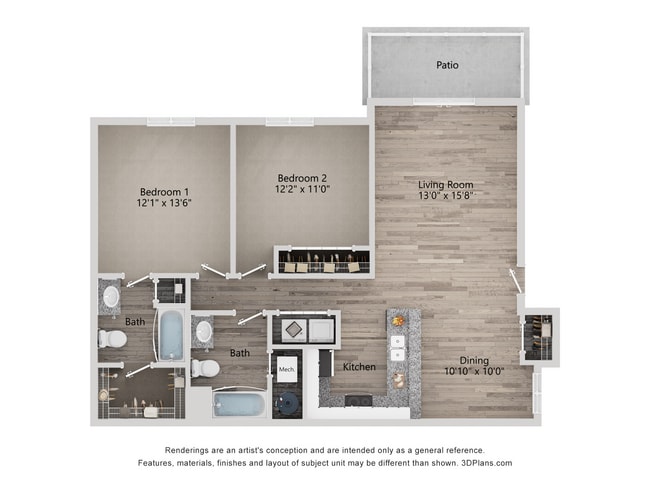 B1_2Bed_2Bath_972 Sq Ft - The Quarry Apartments