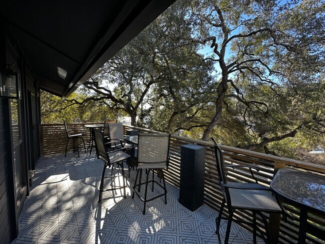 Front Deck with Tree Cover + Partial Views of Lake Austin - 2212 Westlake Dr