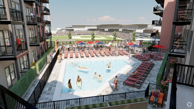 Watch the game in the pool - Yardley Flats Apartments