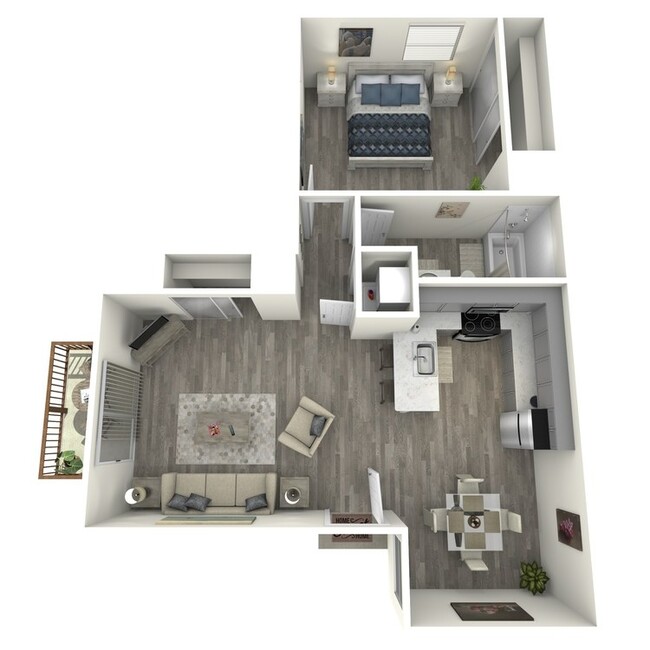 Experience contemporary living with this thoughtfully designed apartment layout, blending comfort and style. - Copper Wood