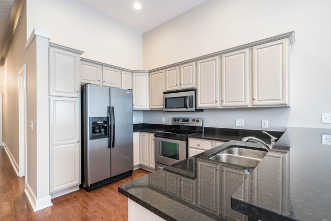 Tower 201 kitchen with granite countertops - Peregrine Tower