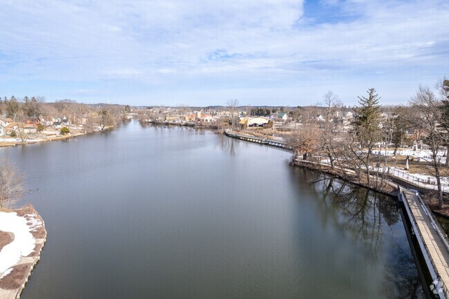 During winter, the South Ore Creek at Mill Pond Park often freezes over.