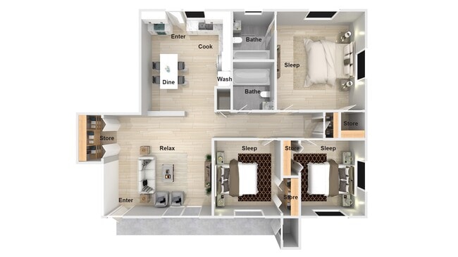 3 Bed 2 Bath Floorplan - Axis at Rocket City