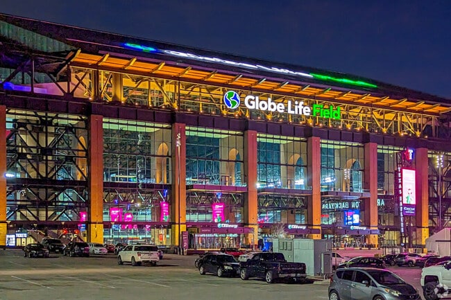 The Globe Life Field in Arlington fills with Texas Rangers fans on baseball game days.