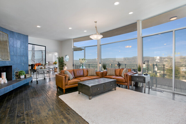 Living Room of Glass Overlooking Universal Studios - 3212 Wrightwood Dr