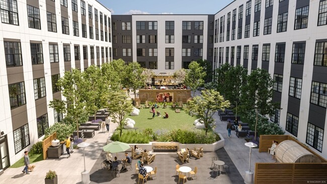 View of the courtyard and major amenity space. - The Elex