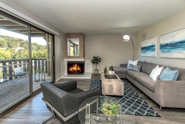 Parkside Apartments living room and fireplace - Parkside