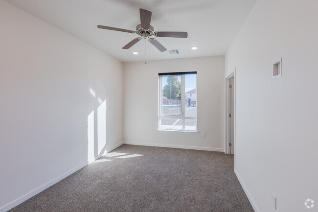 2BR, 1BA - 1,100SF - Primary Bedroom - Mountain View Apartments