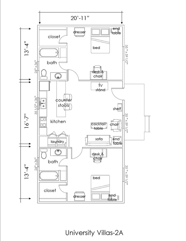 2BR/2BA - University Villas