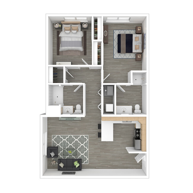 2 Bedroom 913 SqFt_3D - The Grove at Perry