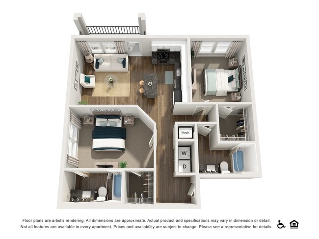 B2.1 | 2x2 | 1017 sf - Birchway Rivergate
