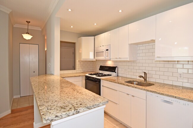 Cocina abierta con estufa vieja (la estufa de acero inoxidable más nueva no se muestra en la foto) - 1445 N St NW