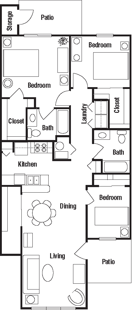 Una habitación/un baño en el primer piso - North Lake Apartment Homes