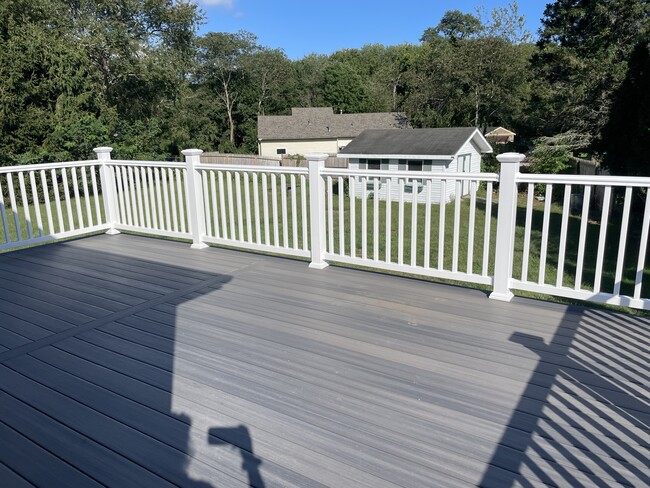 Private back porch overlooking large backyard - 44 N Woody Hill Rd