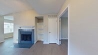 This 560 square foot apartment in Carrollton, TX, offers a thoughtful layout maximizing space and functionality. The single-story unit features two bedrooms, including a spacious primary bedroom of 340 square feet, and one full bathroom. The open-plan design creates a sense of flow between living areas, enhancing the perception of space.

Throughout the apartment, modern finishes are evident, with light-toned wood-look flooring providing a cohesive and contemporary aesthetic. The bathroom showcases clean, white tile work and a combined tub and shower unit, emphasizing efficiency in the compact space.

Large windows in the bedrooms allow ample natural light, creating bright and inviting spaces. Ceiling fans are installed for improved air circulation and comfort. The neutral color palette of the walls provides a versatile backdrop for personal decor choices.

The kitchen area, while not explicitly shown, likely integrates seamlessly with the main living space, adhering to the open-concept design. A closet is mentioned, offering valuable storage solutions within the limited square footage.

Overall, this apartment presents a well-designed living space that balances comfort and functionality, ideal for those seeking a cozy yet modern urban dwelling in Carrollton.