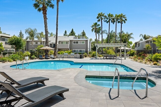 Pool and Spa with BBQ island - Aggie Square Apartments