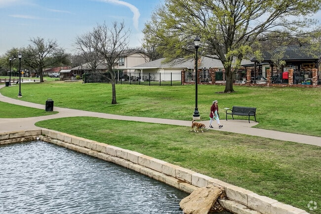 Residents of Bedford can stroll or jog along the trails at Bedford Boys Ranch Lake.