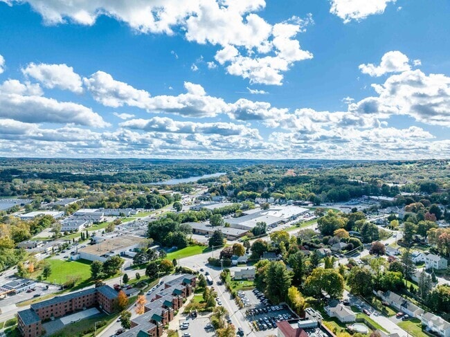 Aerial view of Worcester on a sunny day.