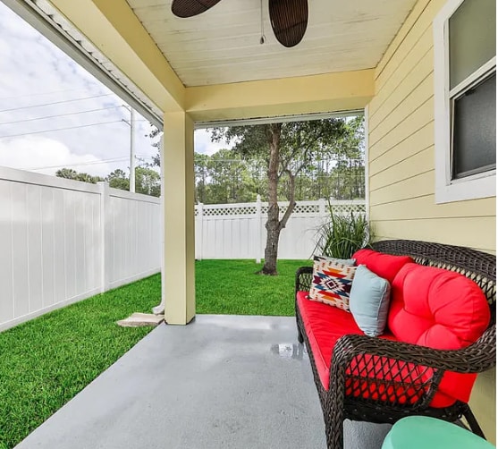This lanai has been screened in with door to yard - 1920 E Lymington Way