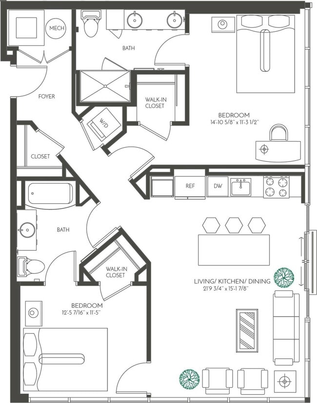 2C Two Bedroom - Two Light Luxury Apartments