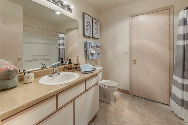 Built-in storage in bathrooms - Quatama Crossing