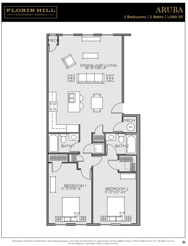 Aruba Floorplan - Florin Hill Apartment Homes