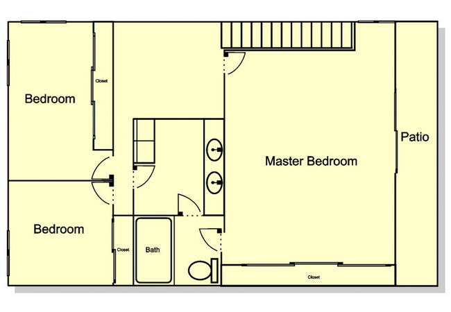 Casa adosada Regency de 3 habitaciones y 1,5 baños Plano del segundo piso.jpg - Regency West Apartments