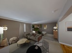 This 490-square-foot, one-bedroom, one-bathroom apartment at 1600 Elmwood Avenue, Unit 202-01, in Rochester, NY offers an efficient and well-organized single-floor layout. The spacious primary bedroom spans 320 square feet and features warm neutral-toned carpet, taupe walls, and a large window with vertical blinds that allows natural light to fill the room. A wall-mounted heating unit and a double-door closet add practical functionality to the space.

The kitchen is equipped with honey-toned wood cabinetry featuring arched detail doors, dark countertops, and a mosaic tile backsplash. Black appliances—including a refrigerator, electric range, built-in microwave, and dishwasher—complement the hardwood flooring throughout the kitchen and hallway areas. A window near the entry door provides additional natural light to the kitchen.

The bathroom is finished in a clean, bright aesthetic with white subway tile, patterned tile flooring, a white vanity with ample cabinet storage, a large mirror, and a three-bulb vanity light fixture above. The layout also includes a hallway and a dedicated closet, maximizing storage within the compact floor plan. Overall, the unit presents a functional and comfortable living environment with consistent finishes throughout.