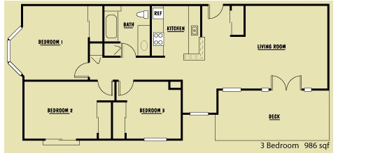 3HAB/1BA - Mercer Court Apartments