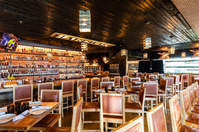Hardware Sustainable Gastropub features over 400 whiskey options.