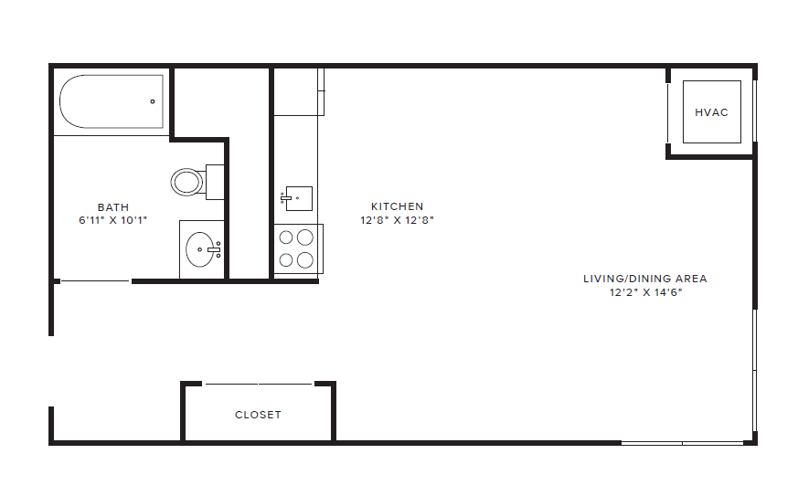 Crittenden Court Apartments – Studio Type A