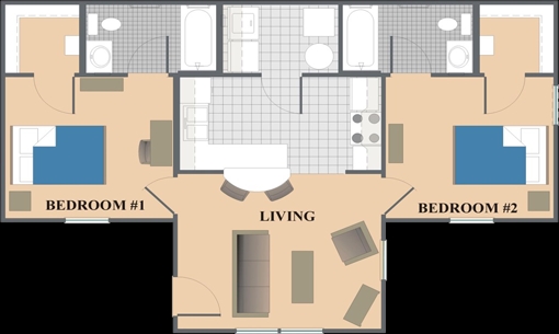 2HAB/2BA - The Courtyards at University of Maryland