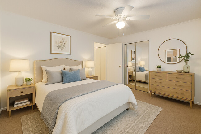 Staged Bedroom - Oakland Hills | Single Story Apartment Homes